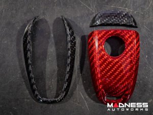 Alfa Romeo Stelvio Key Fob Cover - Carbon Fiber - Red Candy Main/ Black Accents Alfa Romeo Stelvio Key Fob Cover - Carbon Fiber - Red Candy Main/ Black Accents